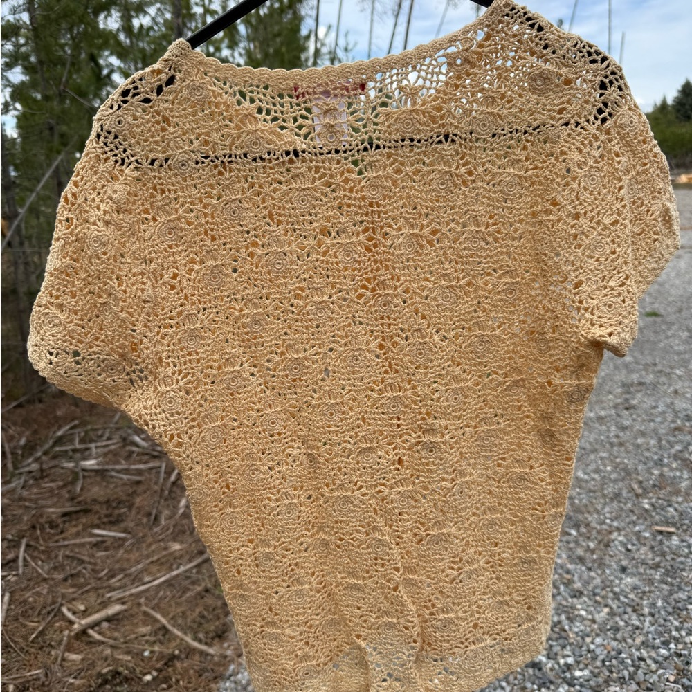 Anne Klein Crochet Button-Up Top - Picture 3 of 8